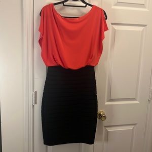 Gorgeous, coral top dress. Formfitting.